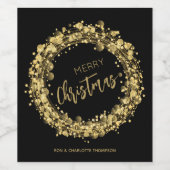 Gold- en zwarte kerst wijn etiket (Enkel label)