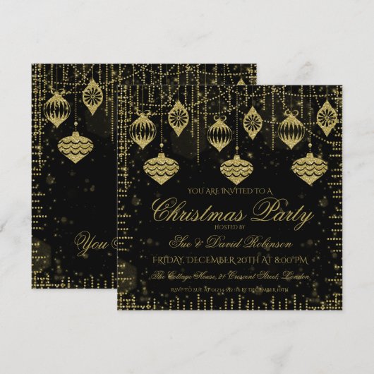 Gold- en zwarte kerstfeestdag kaart (Voorkant / Achterkant)