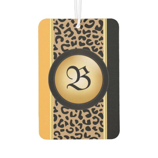 Gold en zwarte luipaard - Dierafdrukken | Monogram Luchtverfrisser (Achterkant)