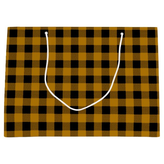 Gold- en zwarte lumberjack met kerstcadeautas large cadeautasje (Voorkant)