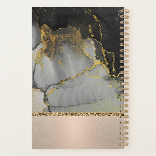 Gold- en zwarte-marmer-leerplank planner (Achterkant)
