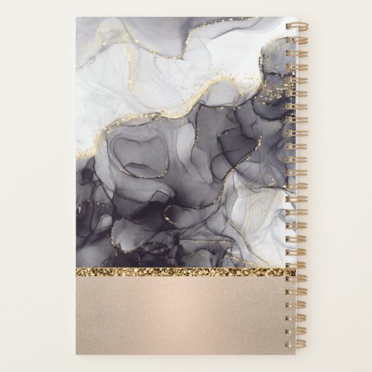Gold- en zwarte-marmer-leerplank planner (Achterkant)