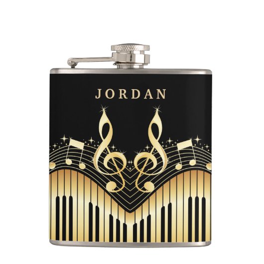 Gold- en zwarte meubelkaart heupfles (Voorkant)