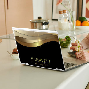 Gold- en zwarte minimalistische moderne grafische  HP laptopsticker