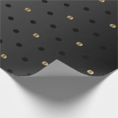 Gold- en zwarte poka-dots op de zwarte sheen cadeaupapier (Hoek)