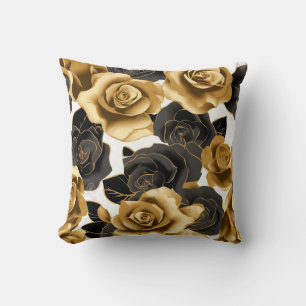 Gold- en zwarte Rozen met Gold Roos Petals Pillow Kussen
