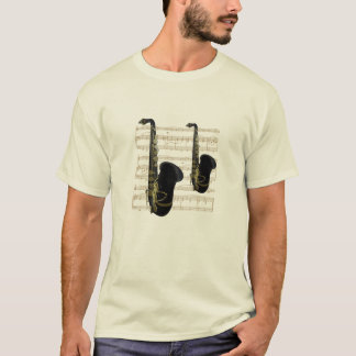 Gold en zwarte saxofonie Gold Music T-Shirt