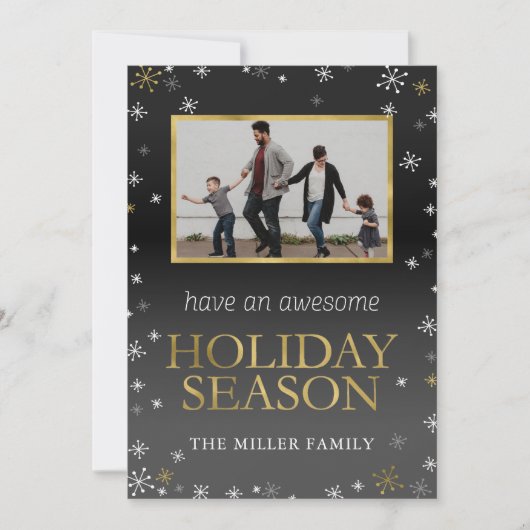 Gold- en zwarte sneeuwvlokken kaart (Voorkant)