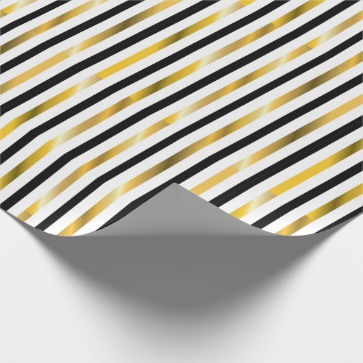 Gold- en zwarte strepen cadeaupapier (Hoek)