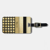 Gold- en zwarte strepen en glitter-spots bagagelabel (Voorkant horizontaal)