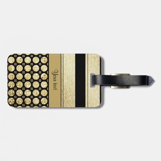 Gold- en zwarte strepen en glitter-spots bagagelabel (Achterkant horizontaal)