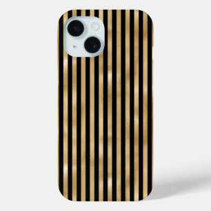 Gold- en zwarte striped iPhone draagtas iPhone 15 Case