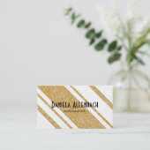 Gold- en zwarte stripes | Diagonaal Visitekaartje (Staand voorkant)
