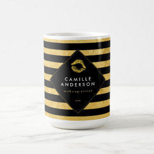 Gold- en zwarte Stripes Makeup-Mok voor artistieke Koffiemok