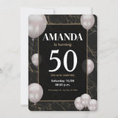 Gold en zwarte uitnodiging voor 50e verjaardag (Voorkant)