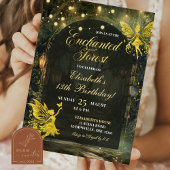 Gold Enchanted Forest Fairy Verjaardagsmeisje Kaart