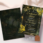 Gold Enchanted Forest Fairy Verjaardagsmeisje Kaart