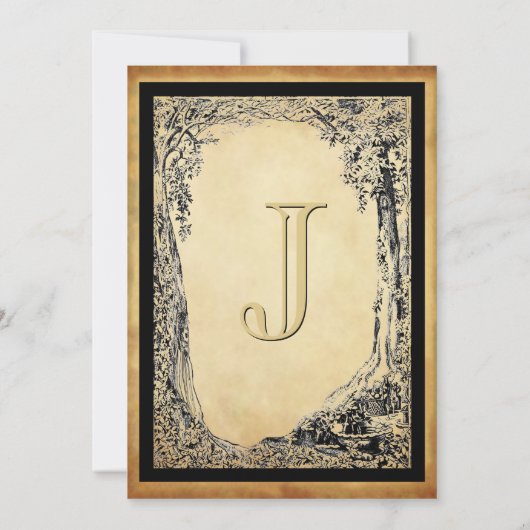 Gold Enchanted Forest Tree Arch op gouden metalen Kaart (Achterkant)