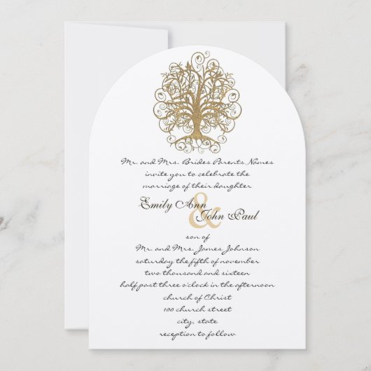 Gold Enchanted Forest Wedding Invitation Kaart (Voorkant)