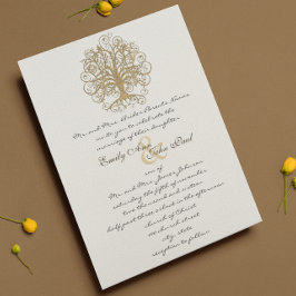 Gold Enchanted Forest Wedding Invitation Kaart