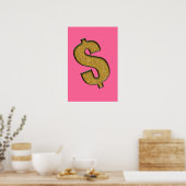 Gold Encrular-dollarteken Poster (Keuken)