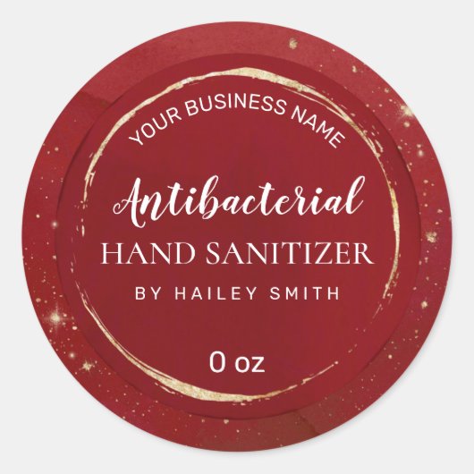 Gold Encrusted Red Hand Sanitizer Labels (Voorkant)