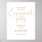 Gold Engagement Party Welkomstbord Poster (Voorkant)
