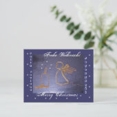 Gold - Engel Postkarte 4 sprach. Feestdagenkaart (Staand voorkant)