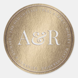 Gold Envelope Sticker met monogram