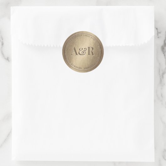 Gold Envelope Sticker met monogram (Tas)