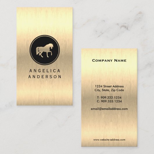 Gold Equestrian Horseback Riding Visitekaartje (Voorkant / Achterkant)