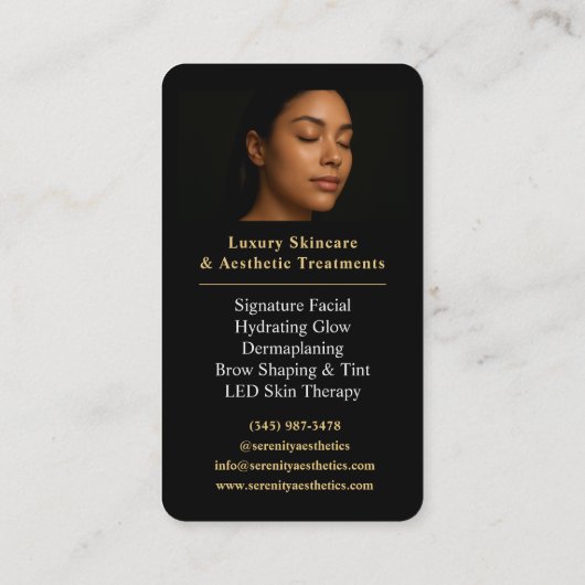 Gold Esthetician QR Code Luxury Black Beauty Visitekaartje (Achterkant)