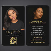Gold Esthetician QR Code Luxury Black Beauty Visitekaartje