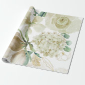 Gold Etching Creme Waterverf Roos Vowel Renewal Cadeaupapier (Uitgerold)