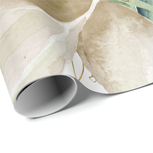 Gold Etching Creme Waterverf Roos Vowel Renewal Cadeaupapier (Rol Hoek)