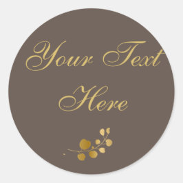Gold Eucalyptus - Aangepaste tekst Klassieke ronde Ronde Sticker