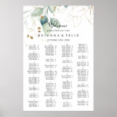 Gold Eucalyptus Alfabetical Seating Chart Poster (Voorkant)