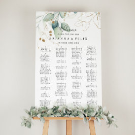 Gold Eucalyptus Alfabetical Seating Chart Poster