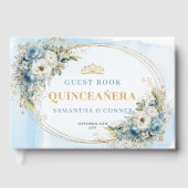 Gold Eucalyptus Boho Guest Book Pastel Blue Quince Gastenboek (Voorkant)