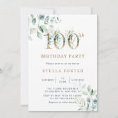 Gold Eucalyptus Botanische 100e verjaardag Kaart (Voorkant)