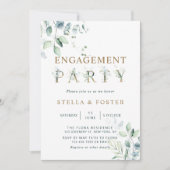 Gold Eucalyptus Botanische Letter Engagement Party Kaart (Voorkant)