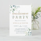 Gold Eucalyptus Botanische Letter Engagement Party Kaart (Staand voorkant)