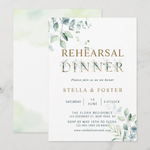Gold Eucalyptus Botanische Letter repetitie Dinner Kaart