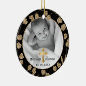 Gold Eucalyptus Branch laat Baby Baptisme foto ach Keramisch Ornament (Rechts)