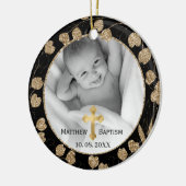 Gold Eucalyptus Branch laat Baby Baptisme foto ach Keramisch Ornament (Links)