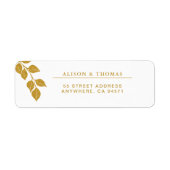 Gold Eucalyptus Branch Wedding Return-adres Etiket (Voorkant)