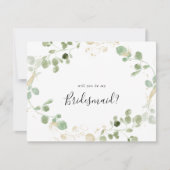 Gold Eucalyptus Bridesmaid Paper Card Notitiekaartje (Voorkant)