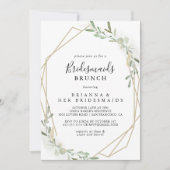 Gold Eucalyptus Bridesmaids Brunch Shower Kaart (Voorkant)