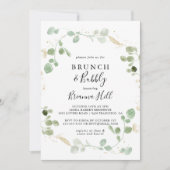 Gold Eucalyptus Brunch en Bubble Vrijgezellenfeest Kaart (Voorkant)