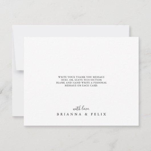 Gold Eucalyptus Calligraphy Flat Wedding Bedankkaart (Achterkant)